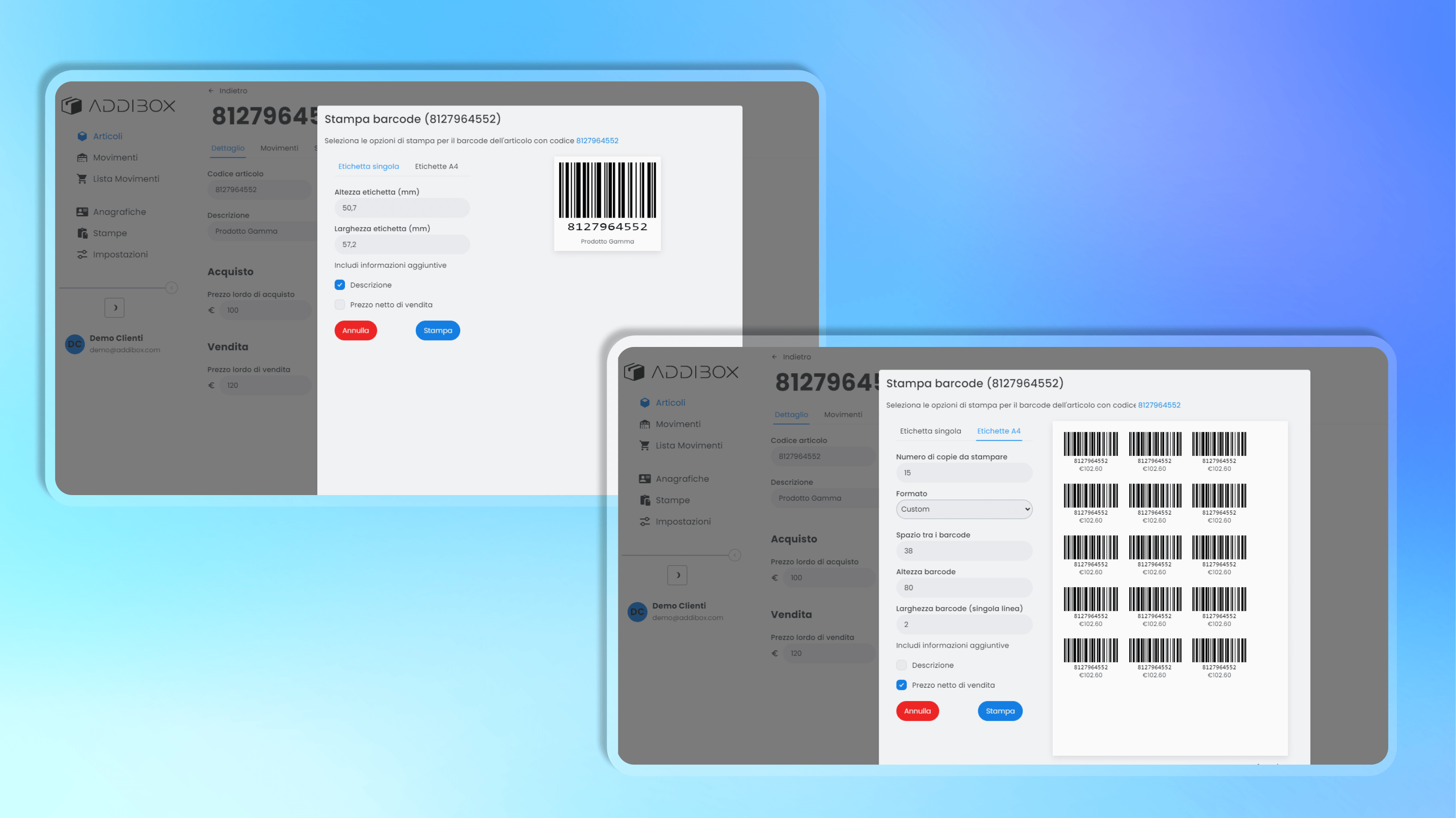 Grafica Barcodes Options STAMPA ETICHETTE