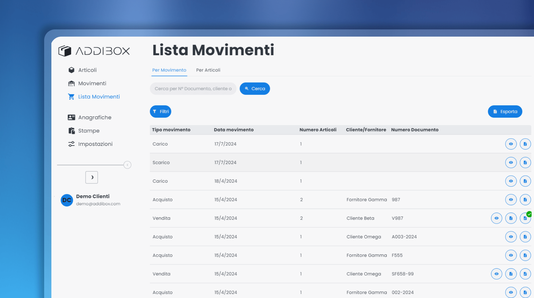 Grafica Lista Movimenti Grafica Lista Movimenti