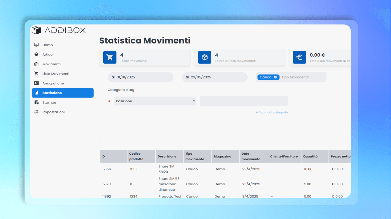 ADDIBOX _ Schermata Statistica Movimenti (1) ADDIBOX _ Schermata Statistica Movimenti (1)